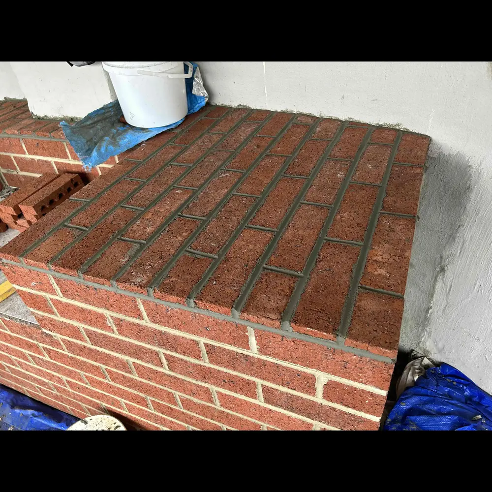 Brick step detail with fresh mortar
